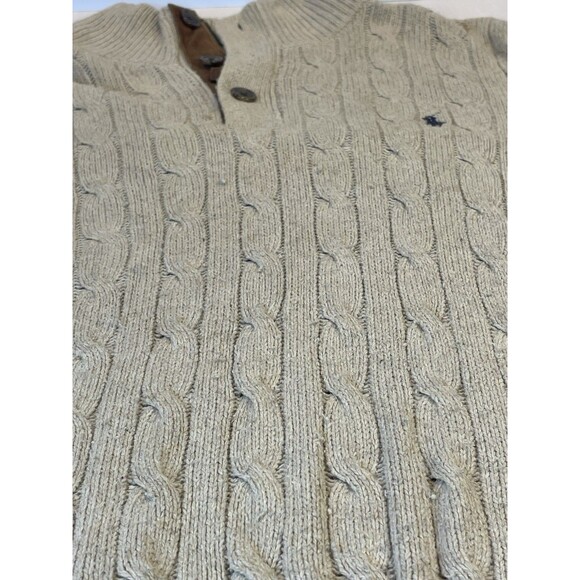 Polo Ralph Lauren Tussah Silk Sweater Men’s Large Ribbed Cableknit Tan Brown VTG - Picture 12 of 15